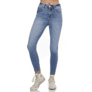 Ashley Mason High Rise Waisted Medium Wash Rinse Skinny Stretch Denim Jeans Pant